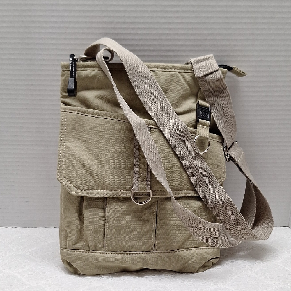 #ACW Derek Alaxander Tan Crossbody Bag nylon with orange lining